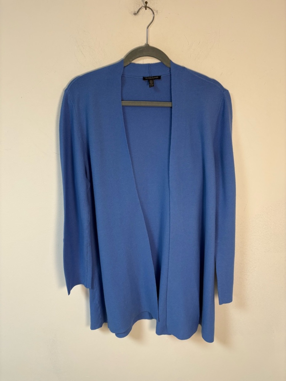 Eileen Fisher Womens Open Front Blue Long Cardigan PL